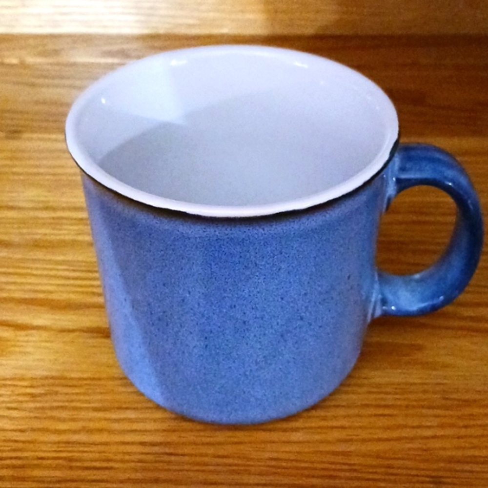 Prima Design Mug Blue 4in length 4in wide.  White inside of cup Pre Owned